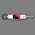 4mm Clip & Key Ring W/ Full Color Flag of Papua New Guinea Key Tag